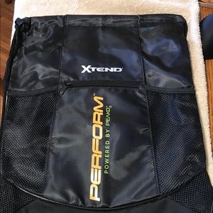 Backpack, Perform, extend, with. draw string